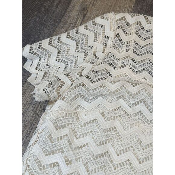 LOFT Ann Taylor Women's Lace Dress Size 8 Ivory Short Sleeve Zipper Back Midi - Picture 9 of 16